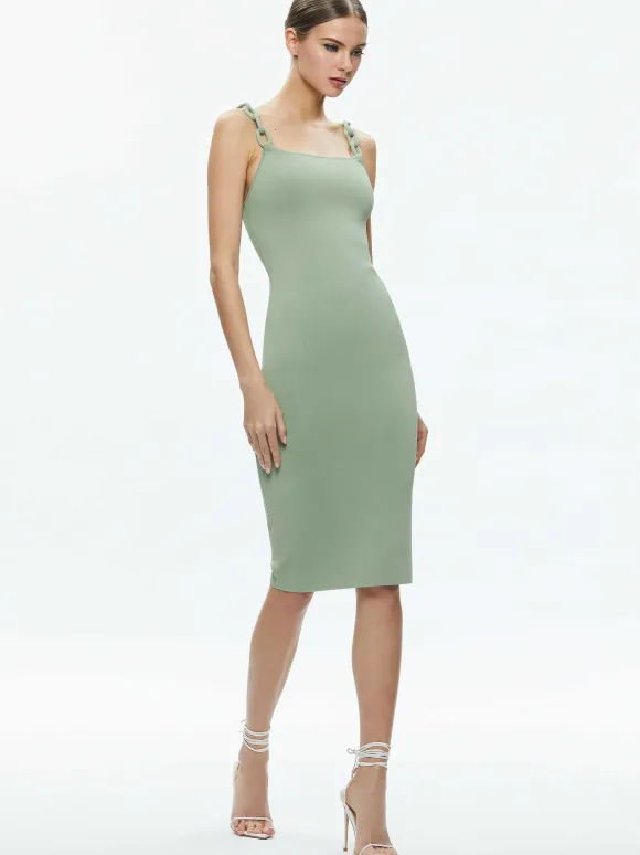Alina Looped Straps Midi Dress | Alice and Olivia New