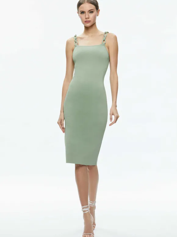 Alina Looped Straps Midi Dress | Alice and Olivia New