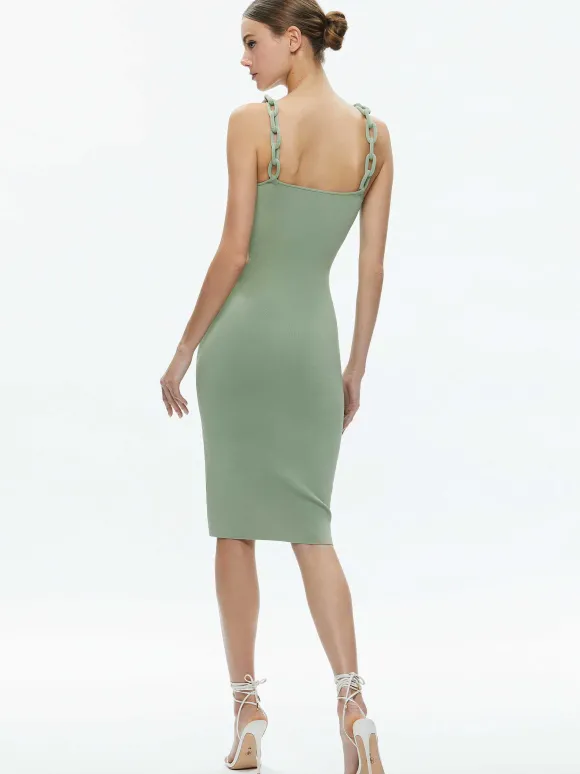 Alina Looped Straps Midi Dress | Alice and Olivia New