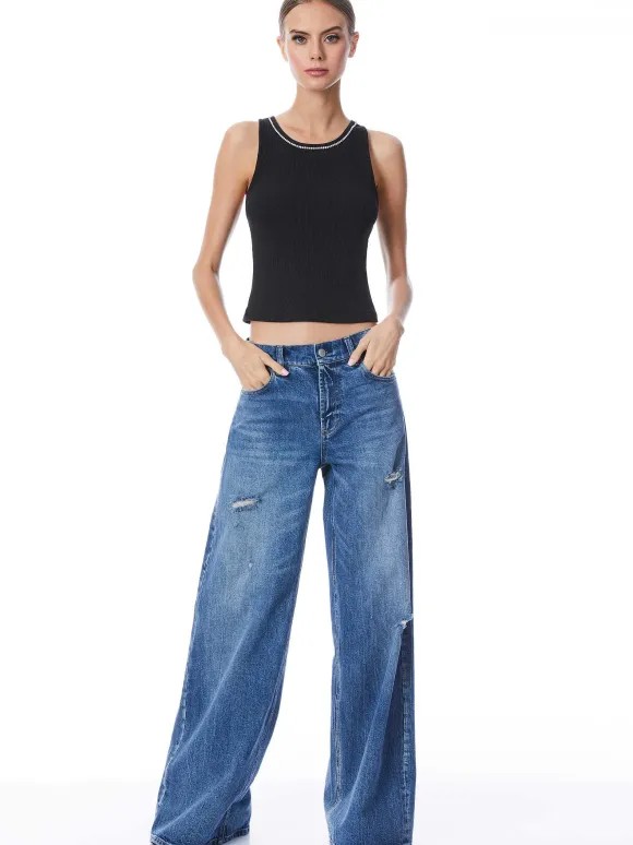 Allen Embellished Neck Tank Top | Alice and Olivia Shop