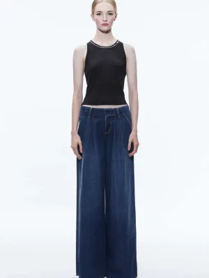 Anders Low Rise Pleated Jean | Alice and Olivia Store