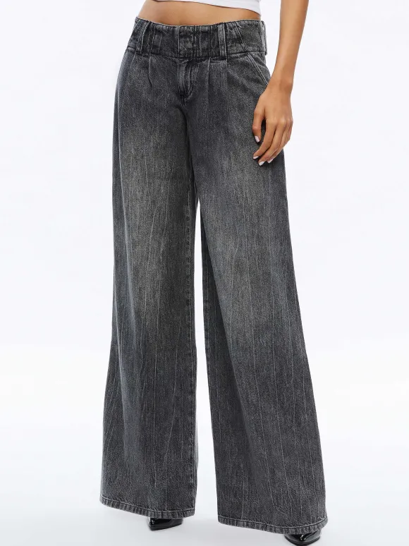 Anders Low Rise Pleated Jean | Alice and Olivia Fashion