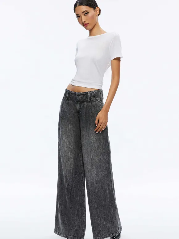 Anders Low Rise Pleated Jean | Alice and Olivia Fashion