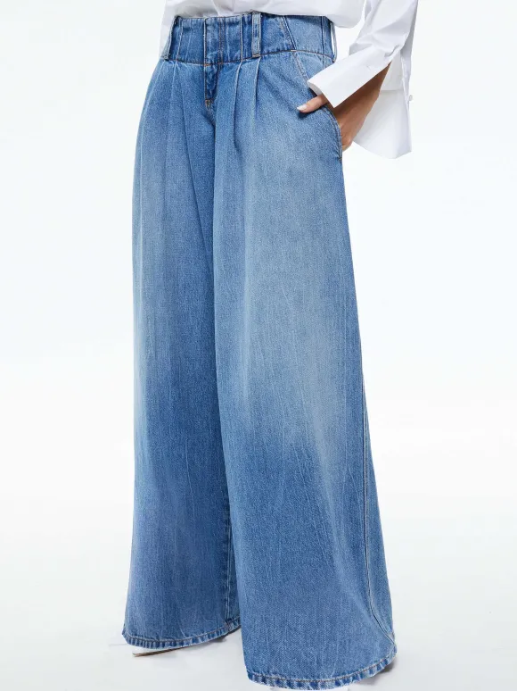 Anders Low Rise Pleated Jean | Alice and Olivia Hot