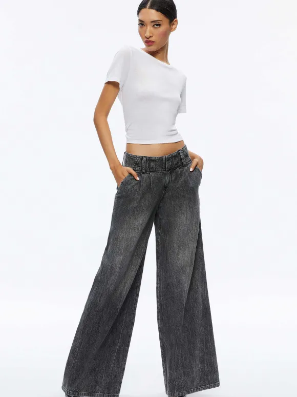 Anders Low Rise Pleated Jean | Alice and Olivia Fashion