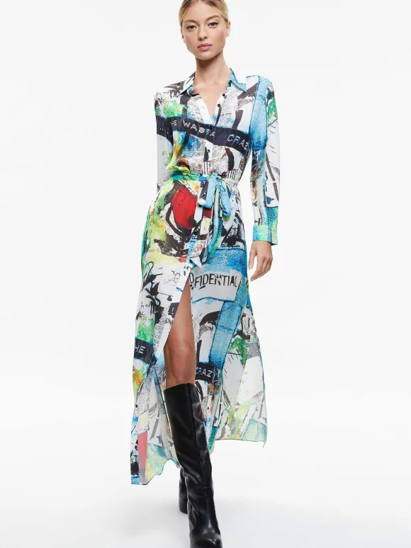 A+O X Basquiat Chassidy Maxi Shirt Dress | Alice and Olivia New