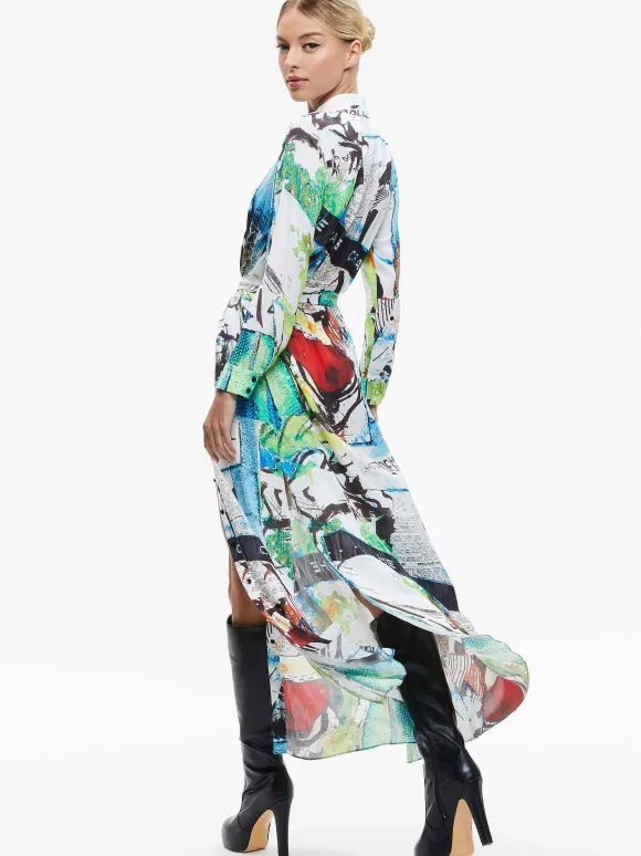 A+O X Basquiat Chassidy Maxi Shirt Dress | Alice and Olivia New