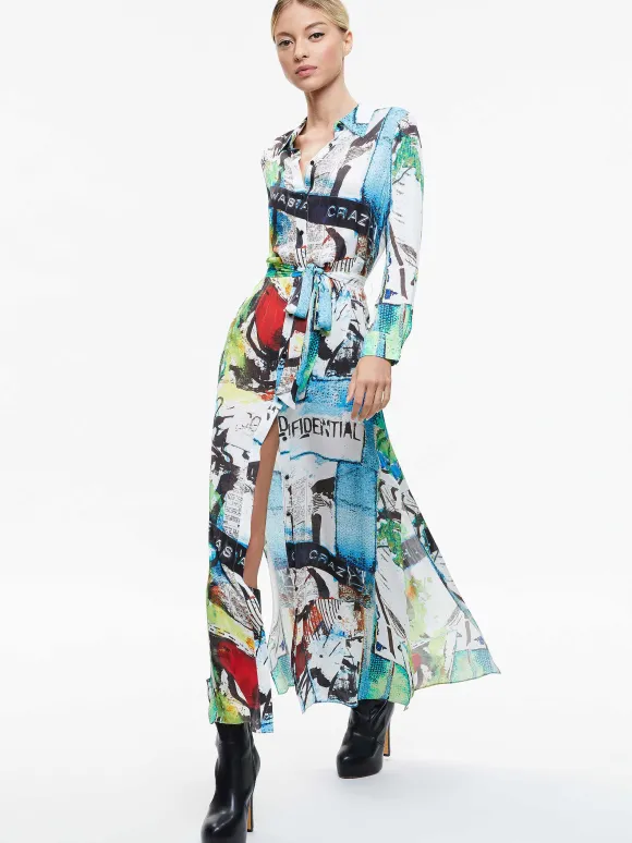 A+O X Basquiat Chassidy Maxi Shirt Dress | Alice and Olivia New