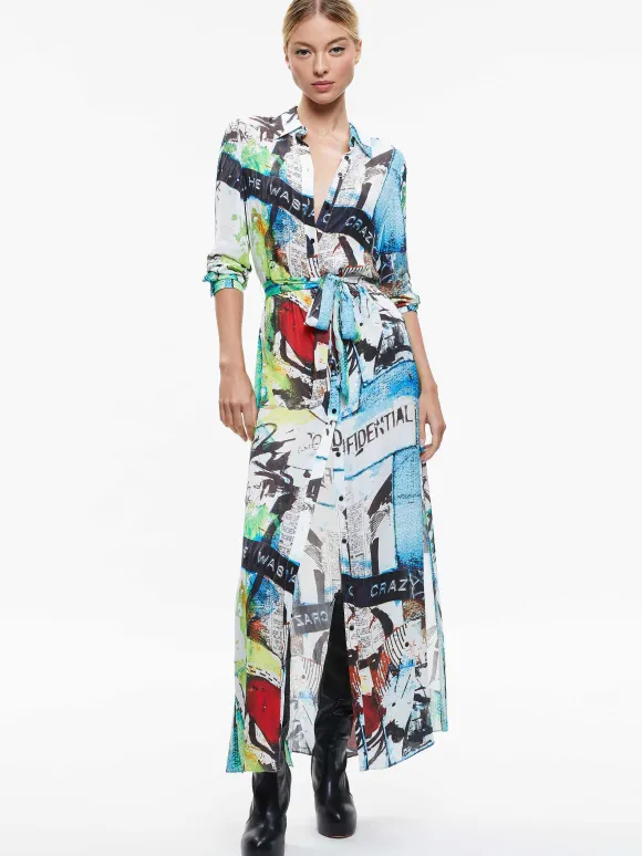A+O X Basquiat Chassidy Maxi Shirt Dress | Alice and Olivia New
