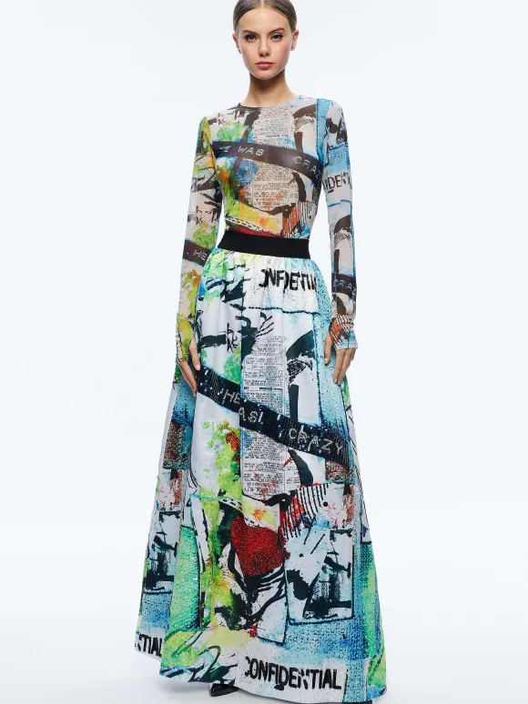 A+O X Basquiat Tina Embellished Maxi Skirt | Alice and Olivia Flash Sale