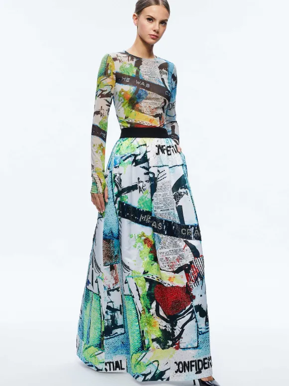 A+O X Basquiat Tina Embellished Maxi Skirt | Alice and Olivia Flash Sale