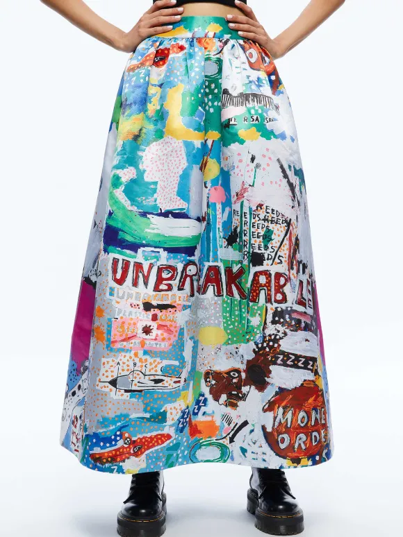 A+O X Basquiat Tina Tea Length Skirt | Alice and Olivia Hot