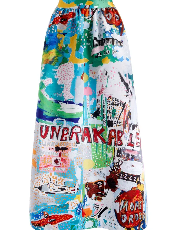 A+O X Basquiat Tina Tea Length Skirt | Alice and Olivia Hot