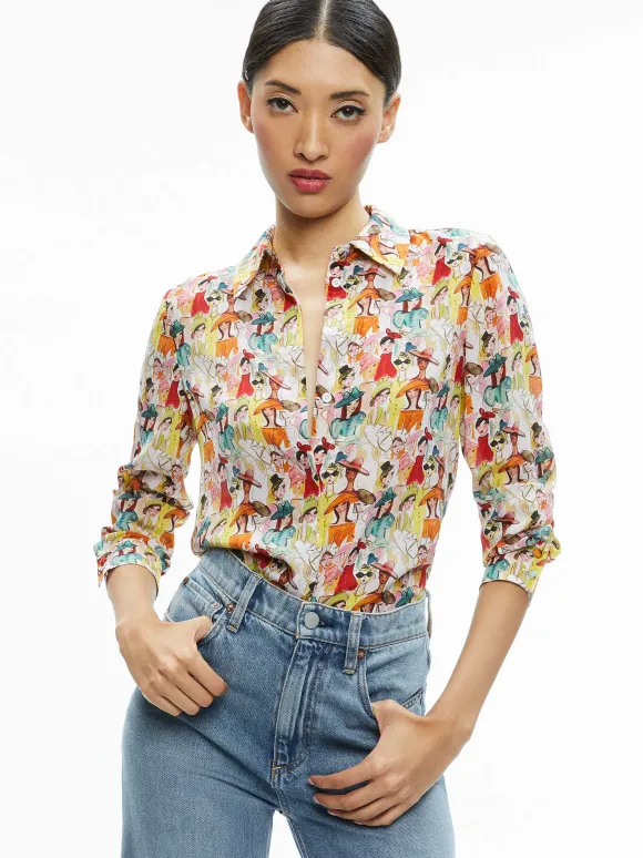A+O X Blair Z Willa Placket Top | Alice and Olivia Best