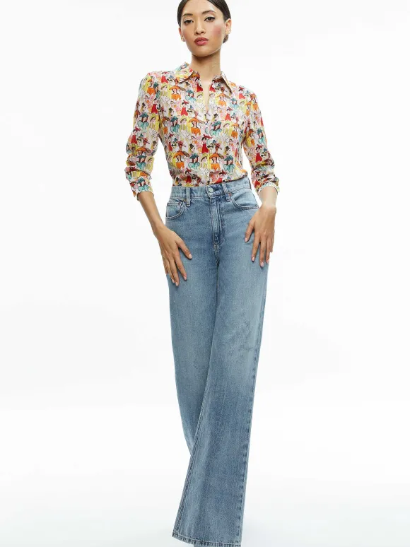 A+O X Blair Z Willa Placket Top | Alice and Olivia Best