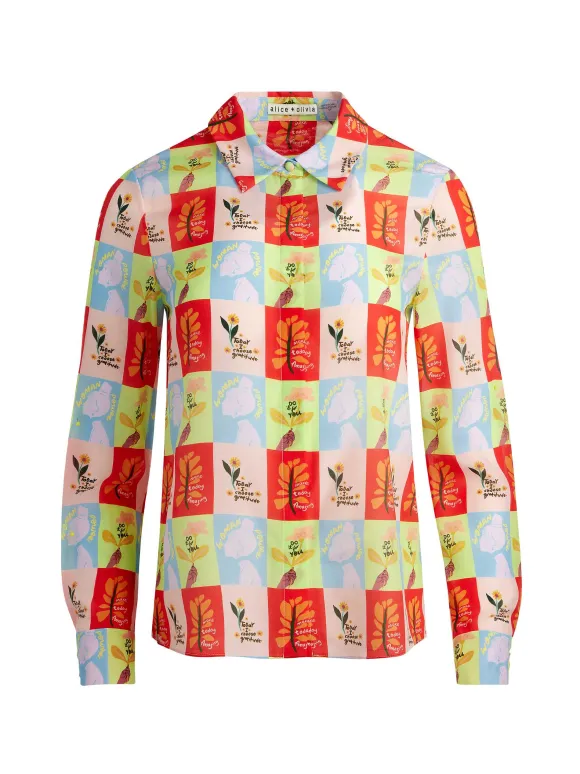 A+O X Oris Eddu Willa Placket Top | Alice and Olivia Cheap