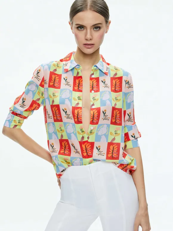 A+O X Oris Eddu Willa Placket Top | Alice and Olivia Cheap
