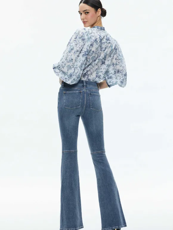 April Pleated Blouson Sleeve Top | Alice and Olivia Sale