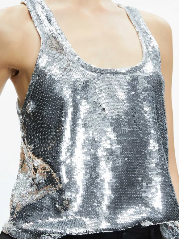 Avril Sequin Boxy Tank | Alice and Olivia Fashion