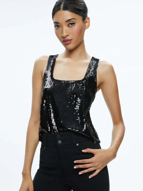 Avril Sequin Boxy Tank | Alice and Olivia Best Sale