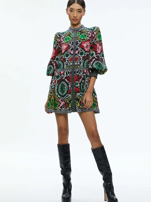 Bertha Blouson Sleeve Mini Dress | Alice and Olivia Sale