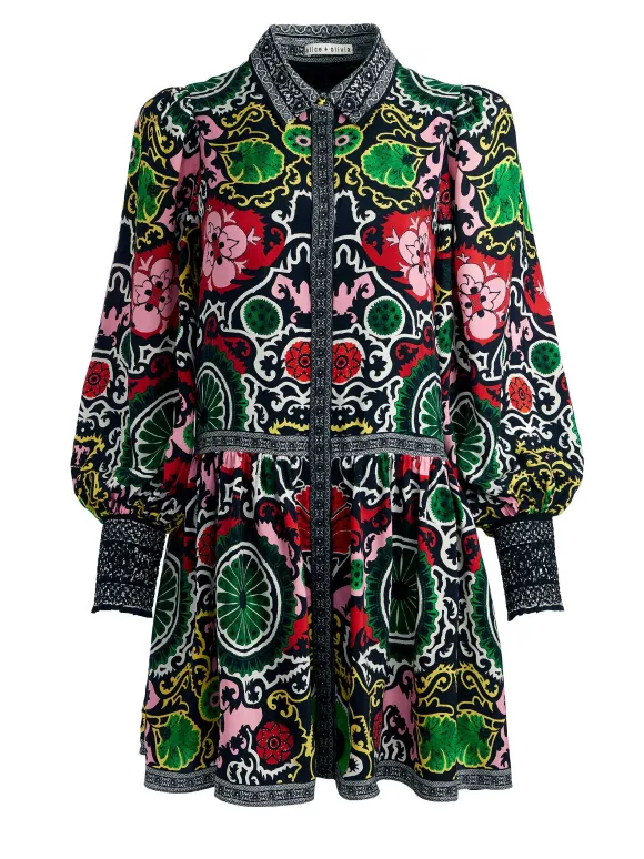 Bertha Blouson Sleeve Mini Dress | Alice and Olivia Sale