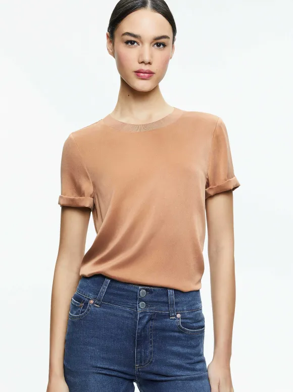 Braden Drop Shoulder Tee | Alice and Olivia Outlet