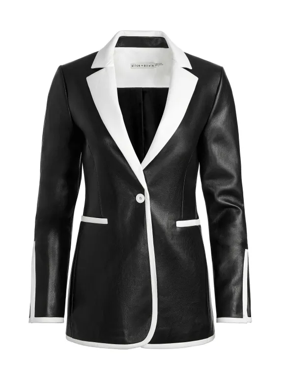 Breann Vegan Leather Blazer + Rubi Vegan Leather Mini Skirt | Alice and Olivia Fashion