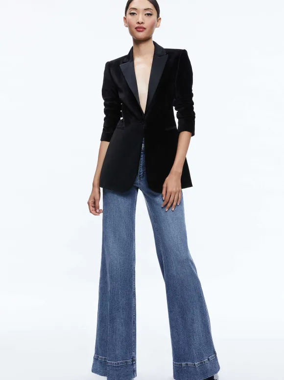 Breann Velvet Combination Blazer | Alice and Olivia Cheap