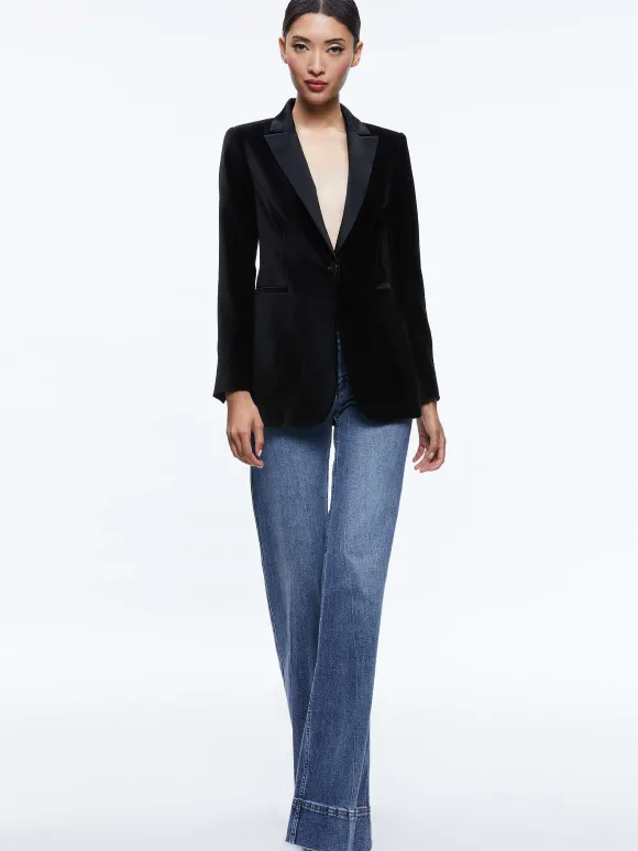 Breann Velvet Combination Blazer | Alice and Olivia Cheap