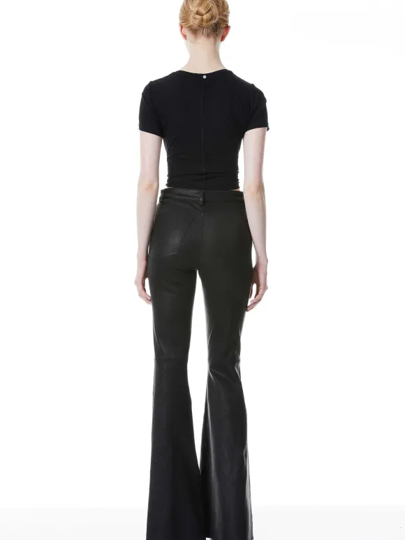 Brent High Waisted Leather Bell Pant | Alice and Olivia Sale