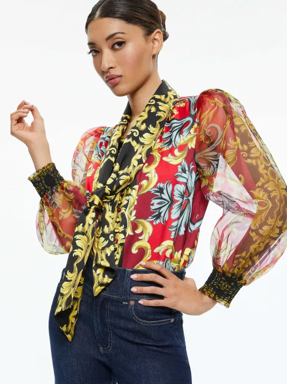 Brentley Tie Neck Blouse | Alice and Olivia Cheap