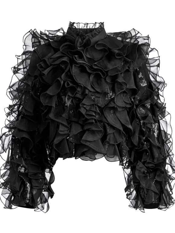 Britton Ruffled Cropped Jacket | Alice and Olivia Online