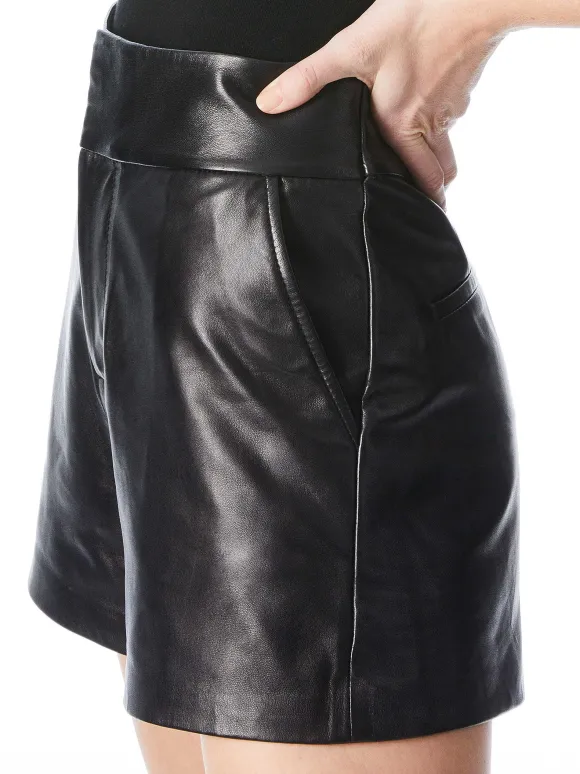 Cady High Waisted Leather Short | Alice and Olivia Hot