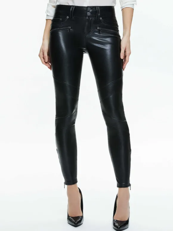 Cammy Vegan Leather Ultra Low Rise Moto Pant | Alice and Olivia Fashion
