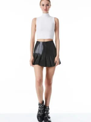 Carter Pleated Vegan Leather Mini Skirt | Alice and Olivia Cheap
