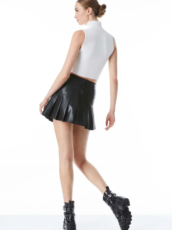 Carter Pleated Vegan Leather Mini Skirt | Alice and Olivia Cheap