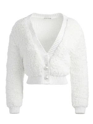 Casilda Faux Fur Cropped Cardigan | Alice and Olivia Shop
