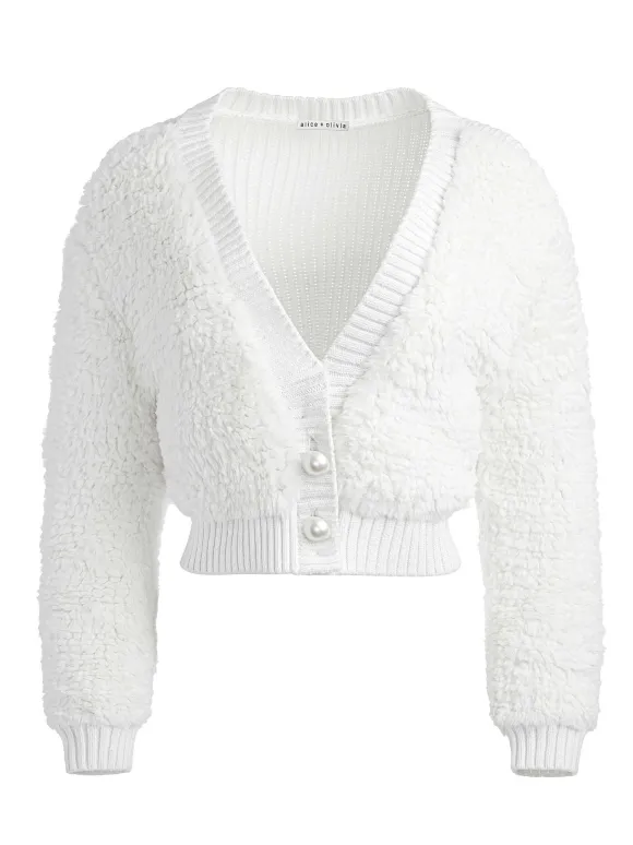 Casilda Faux Fur Cropped Cardigan | Alice and Olivia Shop