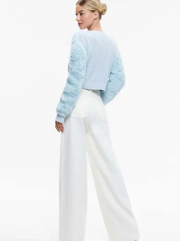 Casilda Faux Fur Cropped Cardigan | Alice and Olivia New