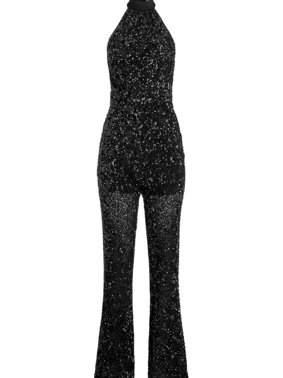 Cataline Sequin High Neck Wide Leg Jumpsuit | Alice and Olivia Clearance