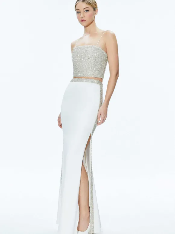 Ceresi Embellished Crop Top + Marilynn Embellished Maxi Skirt | Alice and Olivia Fashion