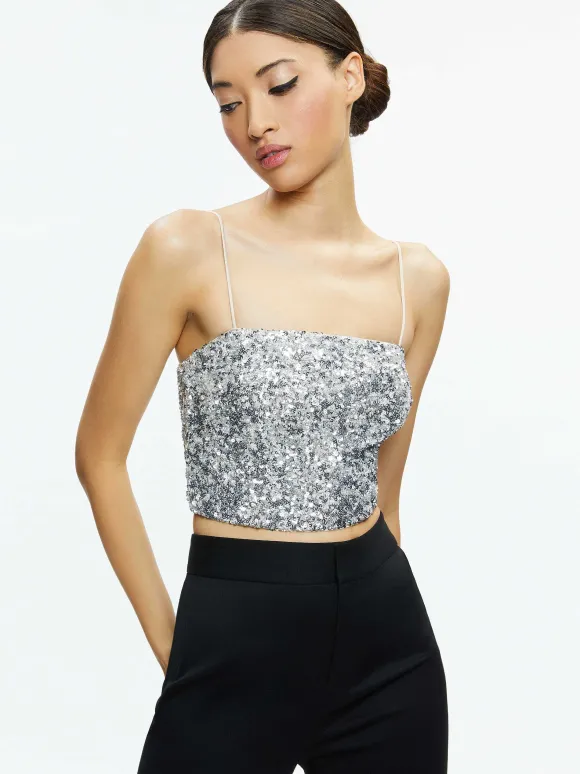 Ceresi Sequin Bandeau Crop Top | Alice and Olivia Store