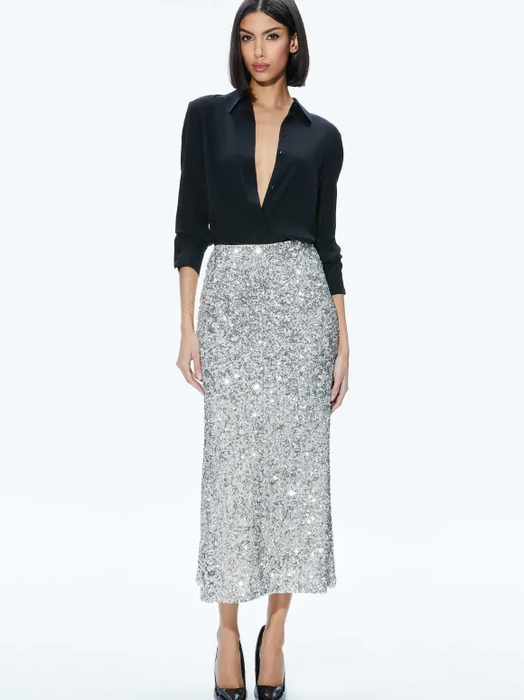 Ceresi Sequin Bandeau Crop Top + Maeve Sequin Slip Skirt | Alice and Olivia Hot