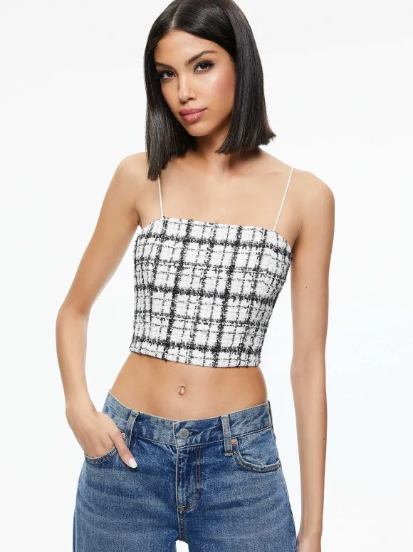 Ceresi Tweed Crop Top | Alice and Olivia Discount