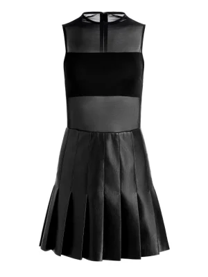 Chara Vegan Leather Pleated Mini Dress | Alice and Olivia Cheap