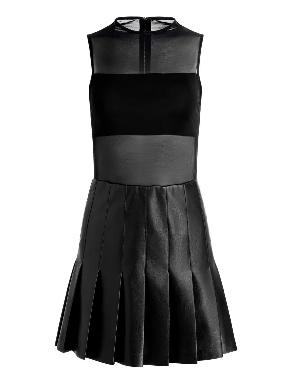 Chara Vegan Leather Pleated Mini Dress | Alice and Olivia Cheap