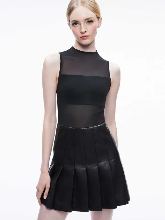 Chara Vegan Leather Pleated Mini Dress | Alice and Olivia Cheap