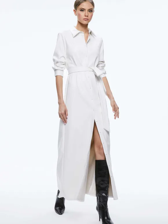 Chassidy Vegan Leather Maxi Shirt Dress | Alice and Olivia Shop