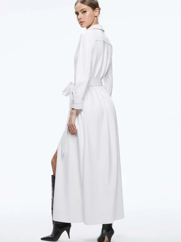 Chassidy Vegan Leather Maxi Shirt Dress | Alice and Olivia Shop